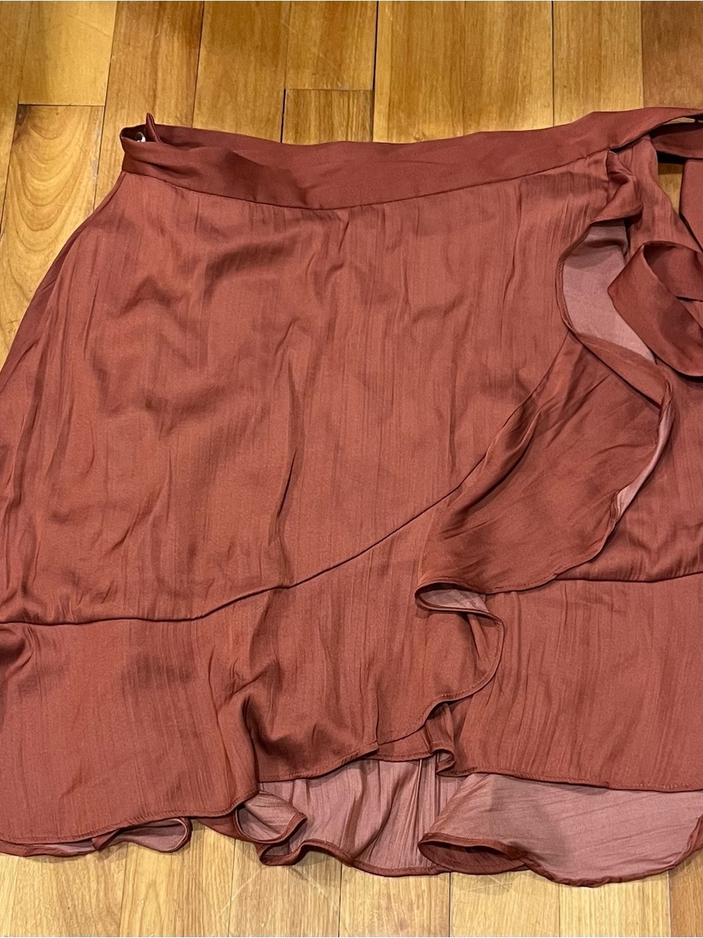 Anthropologie Rust Ruffle Wrap Skirt
